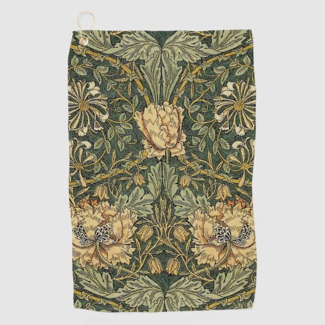 Toalla De Golf William Morris Honeysuckle Green Floral (Anverso)