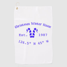 Toalla De Golf Winter Christmas house blue candy canes est. Year 