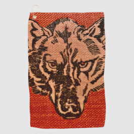 Toalla De Golf Wolf Head on Red