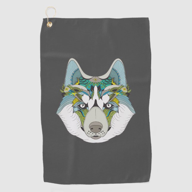 Toalla De Golf Wolf husky azul (Anverso)