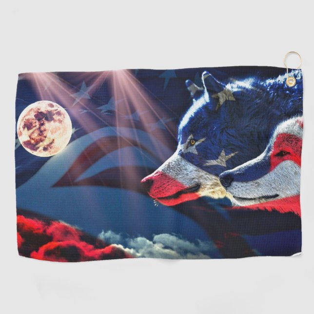 Toalla De Golf Wolf Wolves Full Moon (Horizontal)