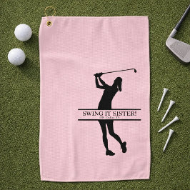 Toalla De Golf Womens Golf Silhouette Personalized Monogram City