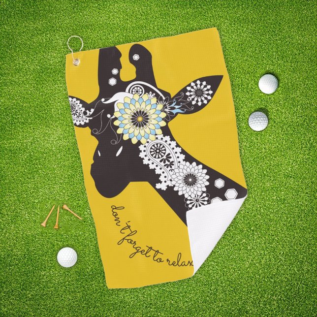 Toalla De Golf Yellow Funky Guay Paisley Giraffe Inspirador (Subido por el creador)