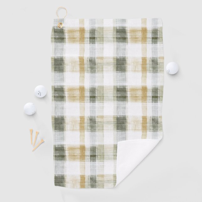 Toalla De Golf Yellow Green White Plaid Stripes (In situ)