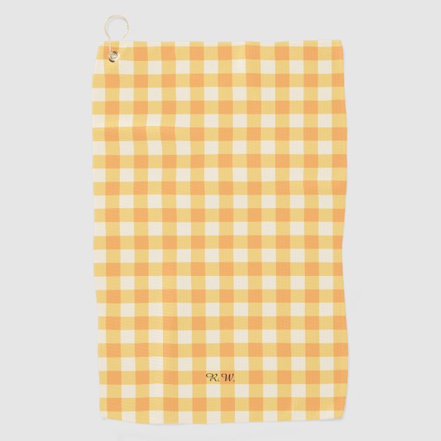Toalla De Golf Yellow Peach Gingham Plaid (Anverso)