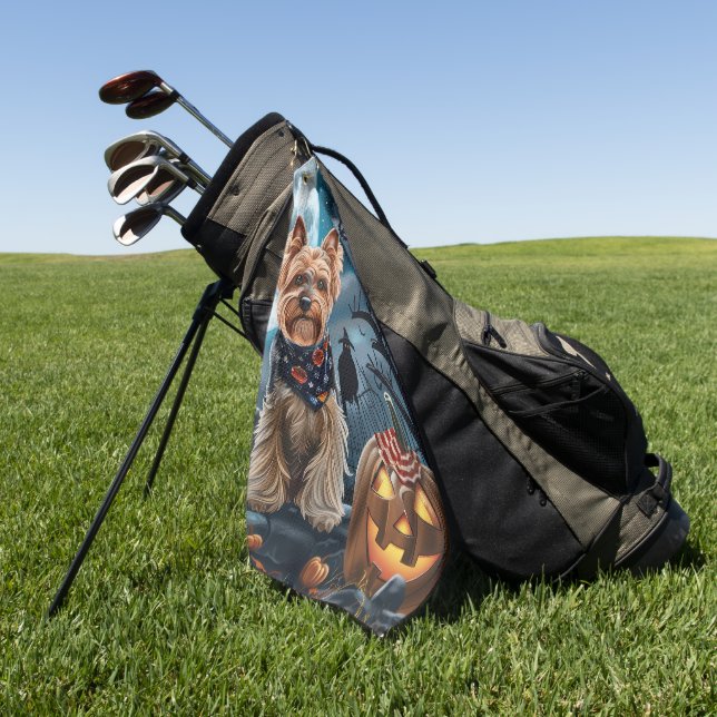 Toalla De Golf Yorkshire Terrier Halloween Espeluznante (Verde)