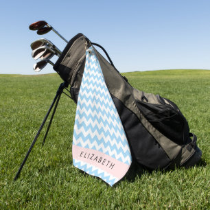 Toalla De Golf Zigzag Azul, Chevron Azul, Patrón De Ondas, Su Nom