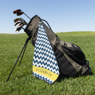 Toalla De Golf Zigzag azul de la marina, protector azul de la mar