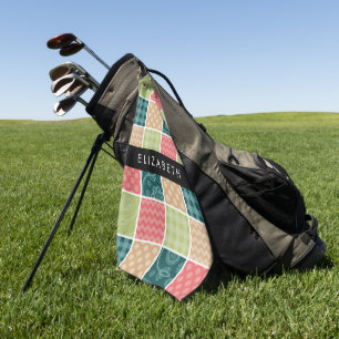 Toalla De Golf Zigzag, Chevron, Gingham, Puntos Polka, Tu Nombre