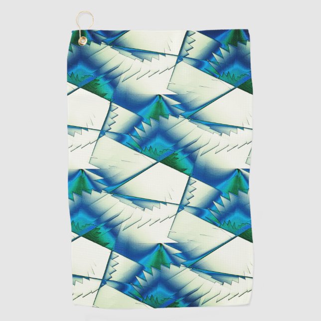 Toalla De Golf Zigzag verde o sierras en un cian intenso al azul  (Anverso)