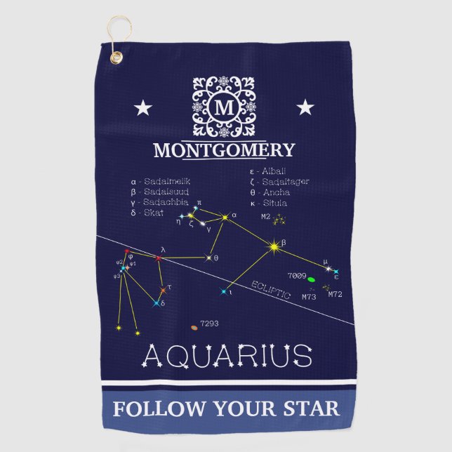 Toalla De Golf Zodiac Constellation Aquarius (Anverso)