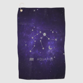 Toalla De Golf Zodiac Purple Aquarius | Horoscopio astrológico