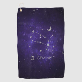 Toalla De Golf Zodiac Purple Gemini | Horoscopio Astrológico Cósm