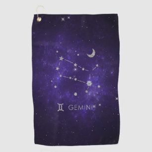 Toalla De Golf Zodiac Purple Gemini   Horoscopio Astrológico Cósm