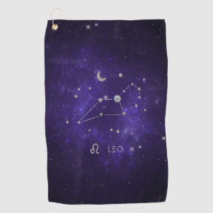 Toalla De Golf Zodiac Purple Leo   Horoscopio Astrológico Cósmico