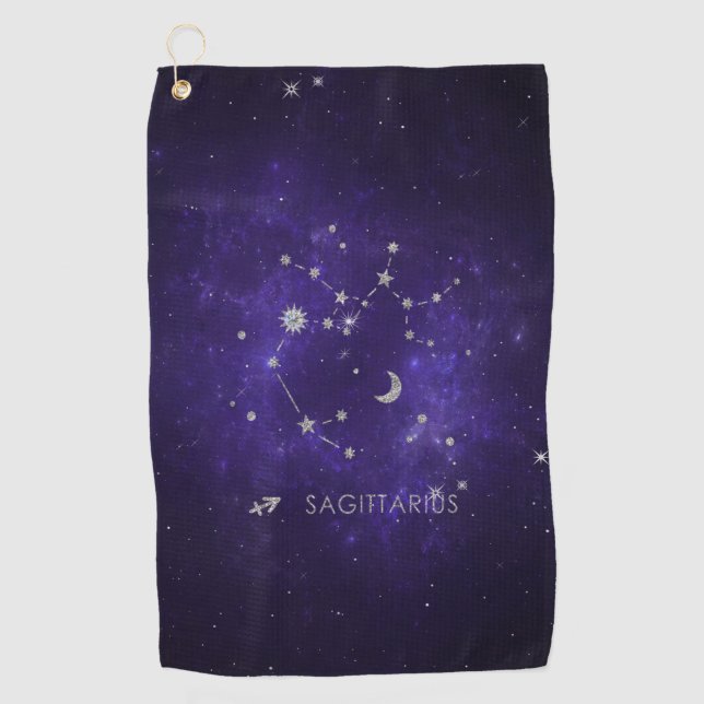 Toalla De Golf Zodiac Purple Sagittarius | Horoscopio astrológico (Anverso)