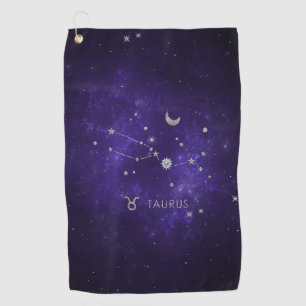 Toalla De Golf Zodiac Purple Taurus   Horoscopio Astrológico Cósm