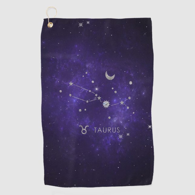 Toalla De Golf Zodiac Purple Taurus | Horoscopio Astrológico Cósm (Anverso)