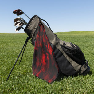 Toalla De Golf Zonas rasgadas en rojo brillante y negro