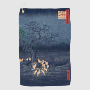 Toalla De Golf Zorros en el santuario nocturno vintage arte ukiyo