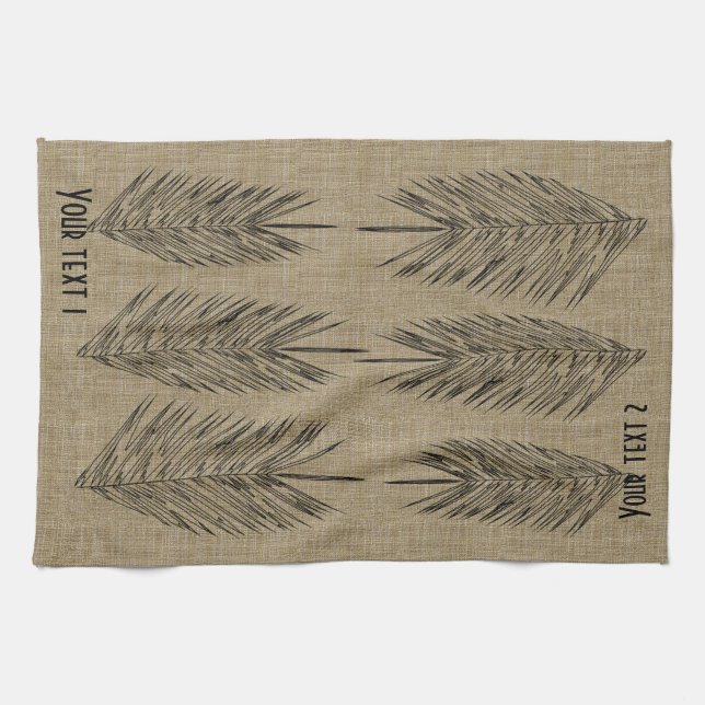 Toalla de hojas de lino negrita personalizada (Horizontal)