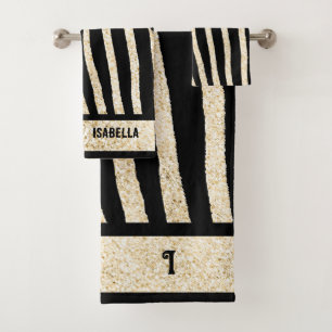 Toalla de impresión de cebra negra y dorada