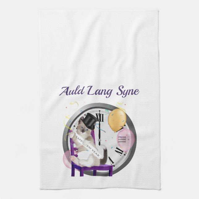 Toalla de la cocina personalizada gatito del Año (Vertical)
