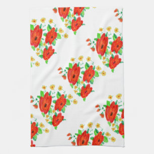 Toalla de la mano de la rosa roja