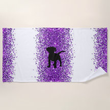 Toalla de la playa de Black Dog Purple Sparkle