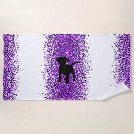 Toalla de la playa de Black Dog Purple Sparkle