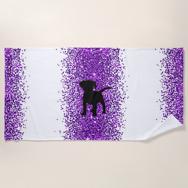 Toalla de la playa de Black Dog Purple Sparkle (Anverso)