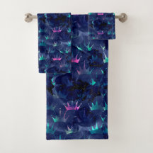 Toalla de la realeza sirena púrpura, verde y azul