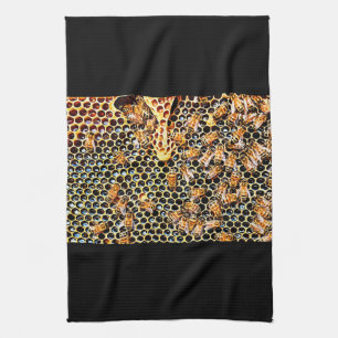 Toalla de las abejas del panal y de la miel