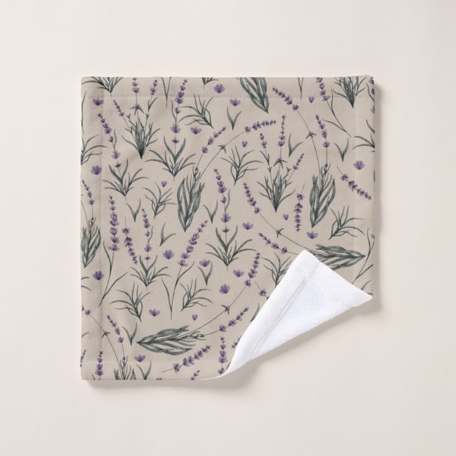 Toalla de lavado con estampado botánico de lavanda (Toallita)