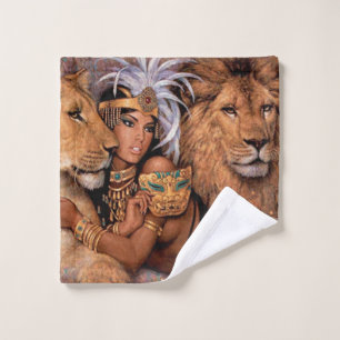Toalla de lavado de la princesa egipcia diosa león