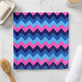 Toalla de lavado de patrón de chevron rosa azul fr