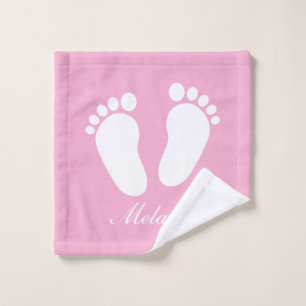 Toalla de lavado personalizada rosa linda con nomb