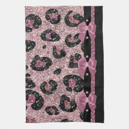 Toalla de lazo de cinta de estampado de leopardo r