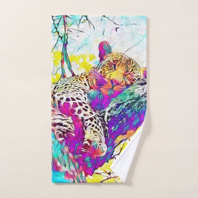 Toalla de leopardo del arcoiris (Toalla de mano)