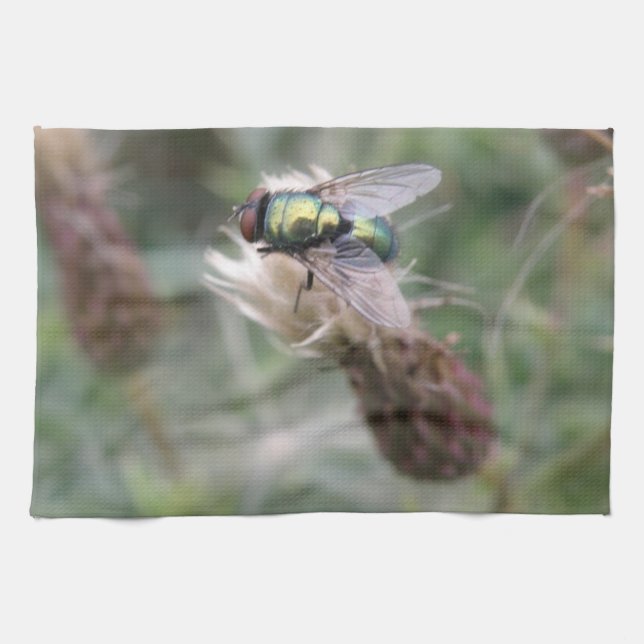 Toalla de macrococina de la mosca verde de la bote (Horizontal)