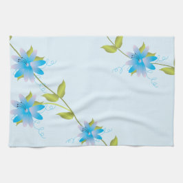 Toalla de mano azul floral