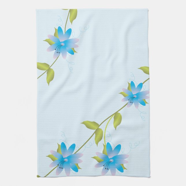 Toalla de mano azul floral (Vertical)