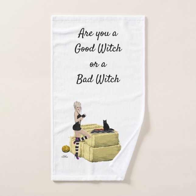 Toalla de mano Chica con clavija de bruja rubia (Toalla de mano)