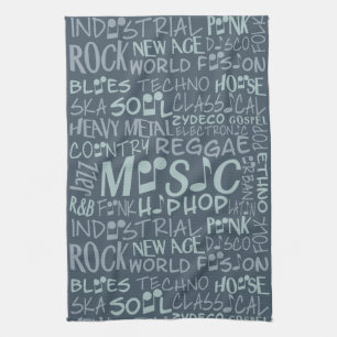 Toalla de mano Collage de palabras de Music Genres