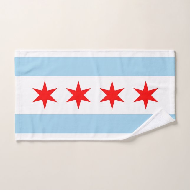 Toalla de mano con bandera de Chicago City, EE.UU. (Toalla de mano)