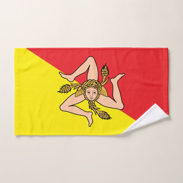 Toalla de mano con bandera de Sicilia (Toalla de mano)