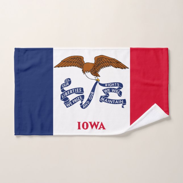 Toalla de mano con bandera del estado de Iowa, Est (Toalla de mano)