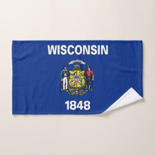 Toalla de mano con bandera del estado de Wisconsin