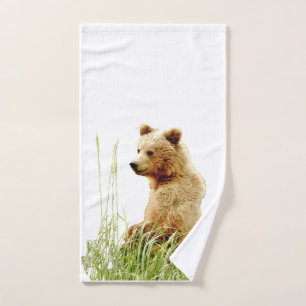 Toalla de mano con el cachorro de oso grizzly