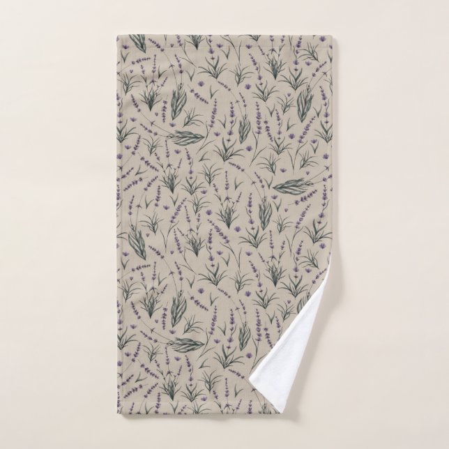 Toalla de mano con estampado botánico de lavanda (Toalla de mano)